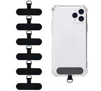 YAWYO Pack of 6 Phone Lanyard Patch, Mobile Phone Tether Tab, Cellphone Patch for Most Smartphones (Black)