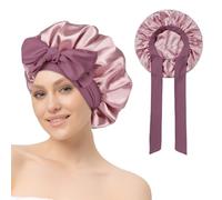 YAWYO Silk Bonnet for Sleeping, Satin Bonnet Night Sleep Cap with Elastic Band Silk Cap for Hair Sleeping for Women Girls Long, Straight, Curly Hair (Light Pink)