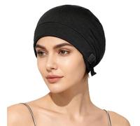 YAWYO Silk Bonnet for Sleeping, Satin Bonnet Night Sleep Cap with Elastic Band Silk Cap for Hair Sleeping for Women Girls Long, Straight, Curly Hair (Black)