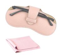 YAWYO Soft Glasses Case, Stitch Glasses Case Slim Lightweight Travel Sunglasses Bag Leather Eyeglasses Pouch for Women Men with Eyeglasses Soft Cleaning Cloth, Valentines Gifts (Light Pink)