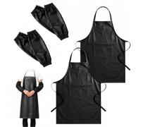 YAXIAO 2 Pcs Waterproof Apron Butchers Apron 105×66cm Kitchen Dishwashing | Aprons for Washing Up Oil Waterproof Aprons Leather Black for Lab Work,Cooking,Car Wash,Dog Grooming,Gardening,Hairdresser