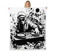 Yaxinduobao Black and White Fleece Blanket Dj Controller Bed Blanket Pop Music Throw Blanket for Child Youth Man,Hip Hop Rock Musical Theme Couch Sofa Decorative 40"x50"