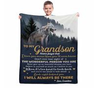 Yaxinduobao Customized Grandson Blanket, Grandson Graduation Gifts, Birthday Gifts for Grandson Adult, Grandson Blanket from Grandma, Grandson Gift for Ideas Fahters Day Christmas