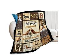 Yaxinduobao Cute Dog Blanket Basset Hound Plush Throw Blanket Dog Gifts for Dog Lover Super Soft Cozy Warm Fleece Bedding Animal Dog Pet Blanket Gifts for Kids Girls Boys Women 60"X80"
