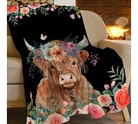 Yaxinduobao Highland Cow Blanket Cute Cow Plush Throw Blanket Super Soft Cozy Warm Fleece Highland Cattle Bedding Blanket Gifts for Kids Girls Boys Women 60"X80"