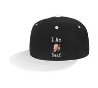Yaxinduobao I am Deaf Trucker Hat Men Baseball Cap Women Dad Hat Sun Hat Adjustable Ponytail Hat White