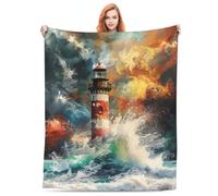 Yaxinduobao Lighthouse Blanket, Lighthouse Gifts for Women Lighthouse Lovers, Lightweight Soft Nautical Ocean Lighthouse Throw Blankets for Bed Sofa Living Room Decor 60"x80"