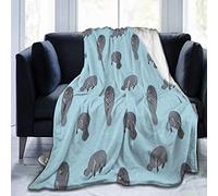 Yaxinduobao Manatee Blue Flannel Fleece Microfiber Throw Blanket Extra Soft Brush Fabric Winter Warm Sofa Blanket Fuzzy Microplush Lightweight Thermal Fleece Blankets for Home Bed Couch