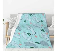 Yaxinduobao Manatees Throw Blanket for Couch Sofa Plush Fleece Bed Blanket Lightweight Comfy Flannel Blankets Ultra-Soft Warm Blanket Throw for Home Camping Travel Gifts 80"x60"