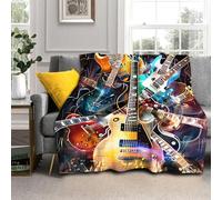 Yaxinduobao Music Guitar Blanket Soft Flannel Lightweight Rock Instrument Throw Blanket Cozy Warm Blankets All Seasons Living Room Decor for Music Lover Use On Sofa Couch Bed Office 60x80 inch