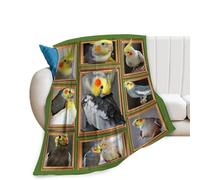 Yaxinduobao Parrot Cockatiel Throw Blanket Parrot Cockatiel Gift Bird Blanket Parrot Cockatiel Bird Decor Pictures Lightweight Soft Cozy Flannel Velvet Blanket for Couch Sofa Bedroom 40"x50"