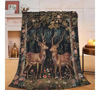 Yaxinduobao Rustic Deer Blanket Mid Century Fleece Throw Blanket Fuzzy Plush Super Soft Warm Deer Decor Stuffed Animal Blanket Gifts for Boys Girls Kids Adult Men Women 60"x80"