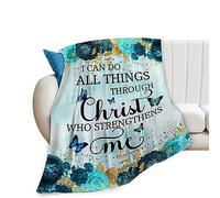 Yaxinduobao Scripture Blanket Christian Bible Verses Inspiring Fleece Throw Blanket Super Soft Warm Cozy Fuzzy Plush Blanket Christ Gifts for Girls Boys Kids Bed Decor 40"X50"
