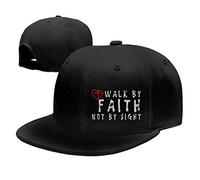 Yaxinduobao We Walk by Faith Not by Sight Snapback Hats for Men Baseball Cap Adjustable Flat Bill Trucker Dad Gift,Husband,Boy Friend,Brother,Uncle,Grandfather,Grandpa Black