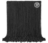 YAXINRUI 120 PCS Black Bead Necklaces, Black Mardi Gras Beads, Halloween Beads Necklaces, New Year Eve Necklace, 33 Inch Black Beaded Necklace for Mardi Gras Christmas Halloween Festive Events