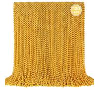 YAXINRUI 120 PCS Gold Mardi Gras Beads, Gold Bead Necklaces, Christmas Bead Necklace, 33 Inch Round Beaded Necklace for Mardi Gras Party Christmas New Year Eve Festive Events, Party Favors