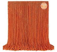 YAXINRUI 120 PCS Orange Bead Necklace, Orange Mardi Gras Beads, 33 Inch Halloween Beads Necklaces for Mardi Gras Christmas Halloween Festive Events