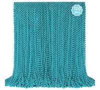 YAXINRUI 120 PCS Teal Bead Necklaces, Teal Mardi Gras Beads, 33 Inch Round Beaded Necklaces School Spirit Day Necklace for Mardi Gras Party Christmas Festive Events, Party Favors