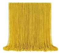YAXINRUI 144 PCS Gold Mardi Gras Beads, Gold Bead Necklaces, Christmas Bead Necklaces, 33 Inch Round Beaded Necklace for Mardi Gras Party Christmas New Year Eve Festive Events, Party Favors