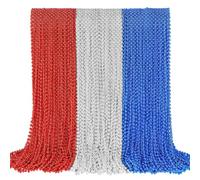 YAXINRUI 144 PCS Patriotic Beads Necklaces, 4th of july Accessories 33 Inch Independence Day Bead Necklace 4th of July Beads for Patriotic Parade Party