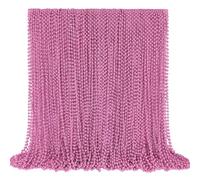 YAXINRUI 144 PCS Pink Bead Necklace, Pink Mardi Gras Beads, Cancer Awareness Beaded Necklaces, Valentine Necklace, 33 Inch Round Party Beads for Mardi Gras Christmas Cancer Awareness Month Events