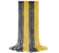 YAXINRUI 24 PCS Gold Black New Year Necklaces, New Year Bead Party Favors, Happy New Year Necklace, 33‘’ Gold Black Beaded Necklaces for 2026 New Years Eve Christmas Halloween Festive Events