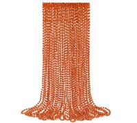 YAXINRUI 24 PCS Orange Bead Necklace, Orange Mardi Gras Beads, 33 Inch Halloween Beaded Necklace for Mardi Gras Christmas Halloween Festive