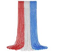 YAXINRUI 24 PCS Patriotic Beads Necklaces, 4th of july Accessories 33 Inch Independence Day Bead Necklace 4th of July Beads for Patriotic Parade Party