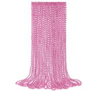 YAXINRUI 24 PCS Pink Bead Necklace, Pink Mardi Gras Beads, Cancer Awareness Beaded Necklaces, Valentine Necklace, 33 Inch Round Party Beads for Mardi Gras Christmas Cancer Awareness Month Events