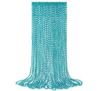 YAXINRUI 24 PCS Teal Bead Necklaces, Teal Mardi Gras Beads, 33 Inch Round Beaded Necklaces School Spirit Day Necklace for Mardi Gras Party Christmas Festive Events, Party Favors