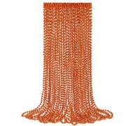 YAXINRUI 33 Inch 7 mm Metallic Orange Bead Necklaces, 15pcs Mardi Gras Beads Bulk Round Beaded Necklaces Costume Necklace for Mardi Gras Party Christmas Festive Events, Party Favors
