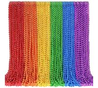 YAXINRUI 72 PCS Pride Beads Necklaces, LGBTQ Pride Beads Stuff Accessories Metallic Rainbow Bead Necklaces for Gay Lesbian Pride Month Parade Throws Rainbow Pride Party Favors in 6 Colors