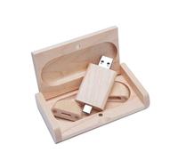 Yaxiny 64GB USB C Memory Stick, USB C Flash Drive USB 3.0 Stick High Speed USB C Drive Dual OTG Pen Drive Maple Wooden Box for TV, Car, Smartphones, PC, Laptop