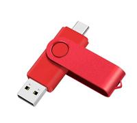 Yaxiny USB C Flash Drive 128GB 1 Pieces, OTG USB C Pen Drive, USB 2.0 and USB C Flash Drive, Type C Memory Stick for USB A+USB C Android Smartphone Metal Red