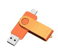 Yaxiny USB C Flash Drive 32GB 1 Pieces, OTG USB C Pen Drive, USB 2.0 and USB C Flash Drive, Type C Memory Stick for USB USB C Android Smartphone Metal Orange
