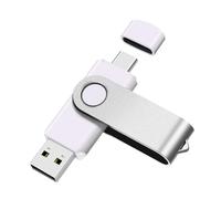 Yaxiny USB C Flash Drive 8GB 1 Pieces, OTG USB C Pen Drive, USB 3.0 and USB C Flash Drive, Type C Memory Stick for USB A+USB C Android Smartphone Metal White