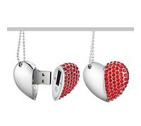 Yaxiny USB Flash Drives, USB Keys 16GB Premium Waterproof Heart Diamond High Speed USB 2.0 Data, Flash Memory Drive Disk Pen Drive 1 Pcs Red