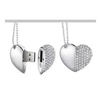 Yaxiny USB Flash Drives, USB Keys 8GB Premium Waterproof Heart Diamond High Speed USB 2.0 Data, Flash Memory Drive Disk Pen Drive 1 Pcs Silver