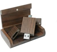 Yaxiny Walnut wood Box USB C Flash Drive 16GB 1 Pieces, OTG USB C Pen Drive, USB 2.0 and USB C Flash Drive, Type C Memory Stick for USB A+USB C Android Smartphone