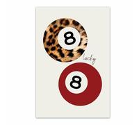 YAXZLWR Trendy 8 Ball Leopard Print,Retro Lucky Girl Poster,Funky Red Ball Y2k Aesthetic Canvas Painting,Preppy Pictures 8 Pool Ball Wall Art Decor for Apartment Room Dorm 08x12 in Unframed