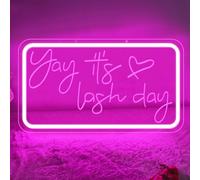 Yay It's Lash Day Neon Sign Pink LED Lashes Neon Light Up Signs USB Powered Business Neon Signs for Lashes Salon Beauty Salon Makeup Room Decoration