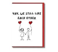 Yay We Still Like Each Other Funny Card for Couples Him Her Boyfriend Girlfriend Anniversary Love Cute Stick Figures V323