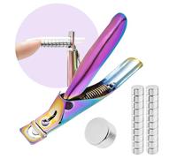 Yaya Acrylic False Nail Clipper with Magnets, Nail Tip Cutter with Length Measurement, 15Pcs Magnets (Rainbow)