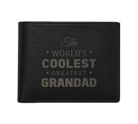 Yaya Cafe Gifts for Grandpa, World Greatest Grandad Men's Leather Wallet, Voguish Black, Luggage