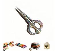 Yayaboqu Embroidery scissors, vintage small scissors with sharp details for sewing, crafts, cross stitch, DIY, thread cutting, 4.53 inches, plum blossom design, finish