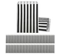 yayafunfun 100pcs 5x7'' Black Stripe Paper Bag Sweet Bags Candy Bags,Striped Paper Bag for Sweets,Black Sweetie Party Bags for Kids Girls Boys Halloween Wedding Birthday Party Christmas Paper Bag