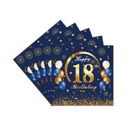 Yayafunfun 18th Birthday Party Tissue 20pcs Navy Blue 2-Ply Paper Napkins, Happy 18th Birthday Serviettes for Boys Girls Men Women Table Decorations
