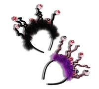 yayafunfun 2 Pack Halloween Headband for Kids Adults, Monster Eyeball Head Boppers, Black&Purple, spooky Hair Accessories for Kids Adults Halloween Party Cosplay Costume