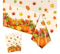 YaYaFunFun 2Pcs Thanksgiving TableCloths,137cmx274cm Rectangle Harvest Fall Table Cloth,Pumpkin Maple Leaf Table Cover,Thanksgiving Table Decorations for Thanksgiving Autumn Harvest Party Supplies