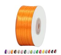 YaYaFunFun 3mm Orange Satin Ribbon, 91m, Ideal for Gift Wrapping, Wedding Decorations, Hair Accessories, DIY Crafts